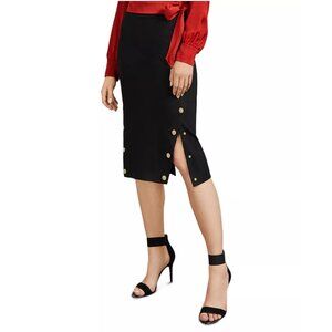 Ted Baker Melora Black Pencil Skirt with Snap Button Vents